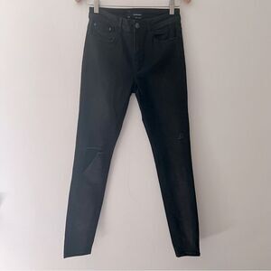 The Kooples Jeans High Waist Skinny Distressed Black Size 28 Grunge Goth Skull